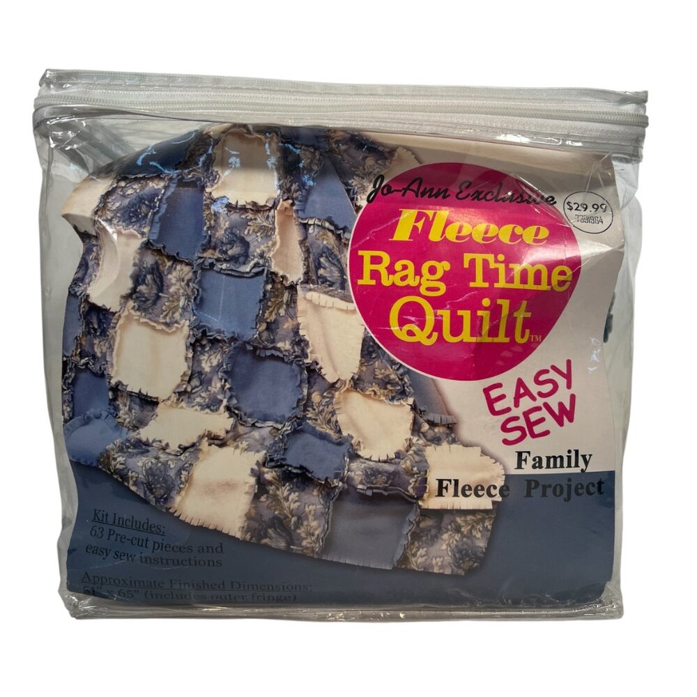 Jo-Ann Fleece Rag Time Quilt Kit DIY Blue